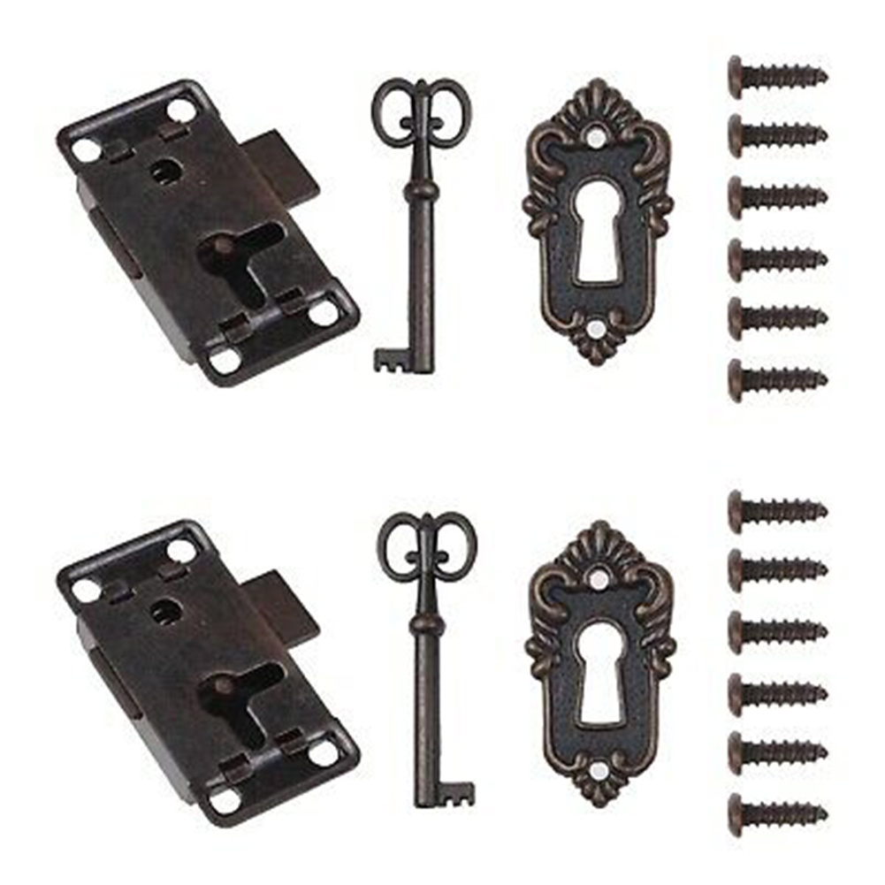Set 2 Ổ Khóa Ngăn Kéo Tủ Kèm Chìa Khóa Phong Cách Cổ Điển