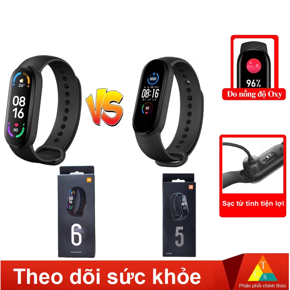 Vòng tay theo dõi sức khoẻ Mi Band 6 Quốc Tế Xiaomi Tiếng Việt Miband 5 , Đồng hồ thông mình Miband6 , Mi band 5