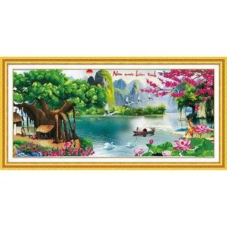 Tranh đính đá Non nước hữu tình 112x55cm VS204