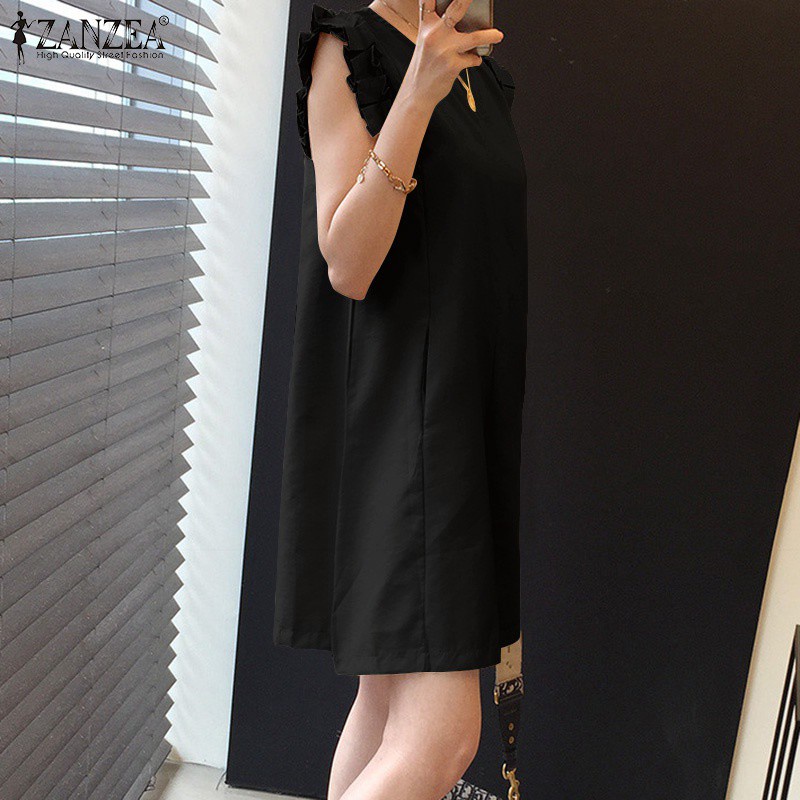 Bộ áo liền quần ZANZEA cổ tròn không tay dáng rộng thời trang dành cho nữ | BigBuy360 - bigbuy360.vn