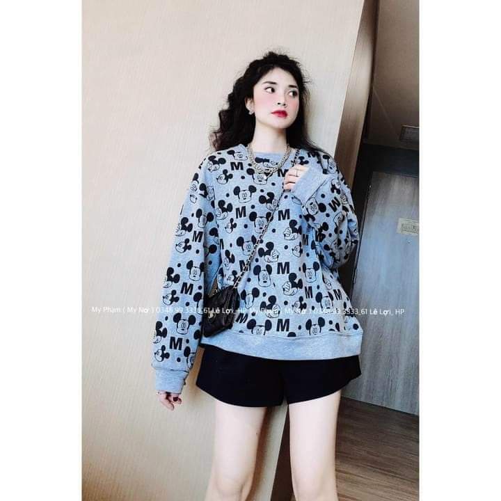 ÁO MICKEY VIỀN CỔ NỈ BÔNG CHẤT NỈ BÔNG QUẢNG CHÂU LOẠI 1 GIẶT KHÔNG BAI XÙ OVERSIZE