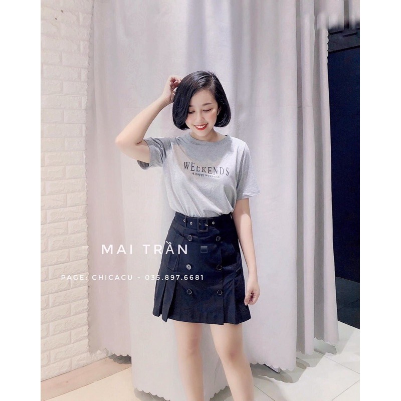 Chân váy kaki kèm đai phối cúc | BigBuy360 - bigbuy360.vn