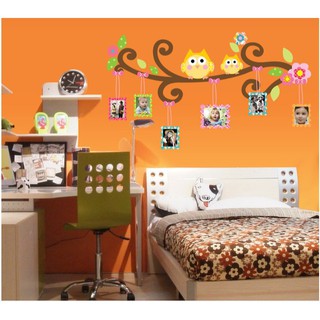 decal dán tường khung ảnh cú mèo