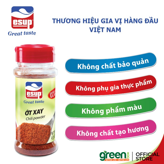 Lọ ớt xay Esup Dak Lak 45g, ớt xay cay nồng, chất lượng Quốc tế