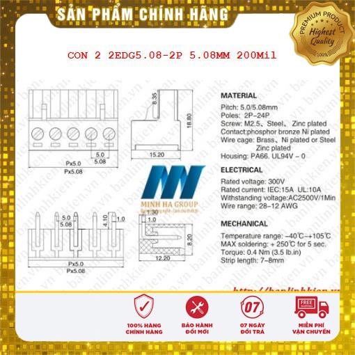 CON 2 2EDG5.08-2P 5.08MM (Xanh Cong)