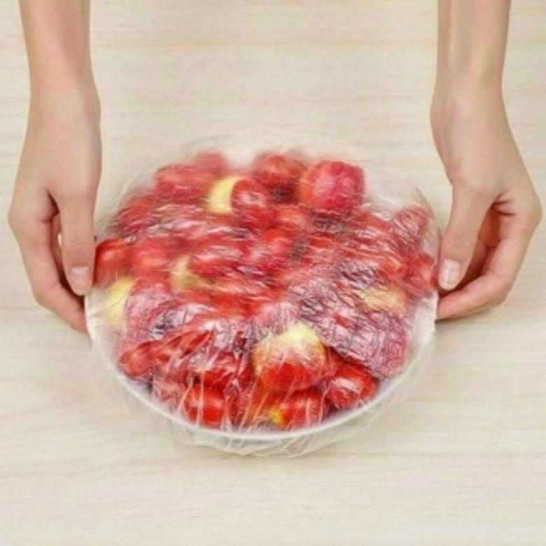 Gói 100c Màng Bọc Thực Phẩm Có Chun Co Dãn Tái Sử Dụng Kèm Túi Gấu