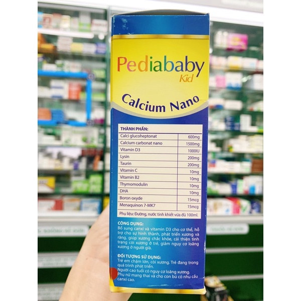 Pediababy bổ sung canxi tăng chiều cao - Hộp 20 ống