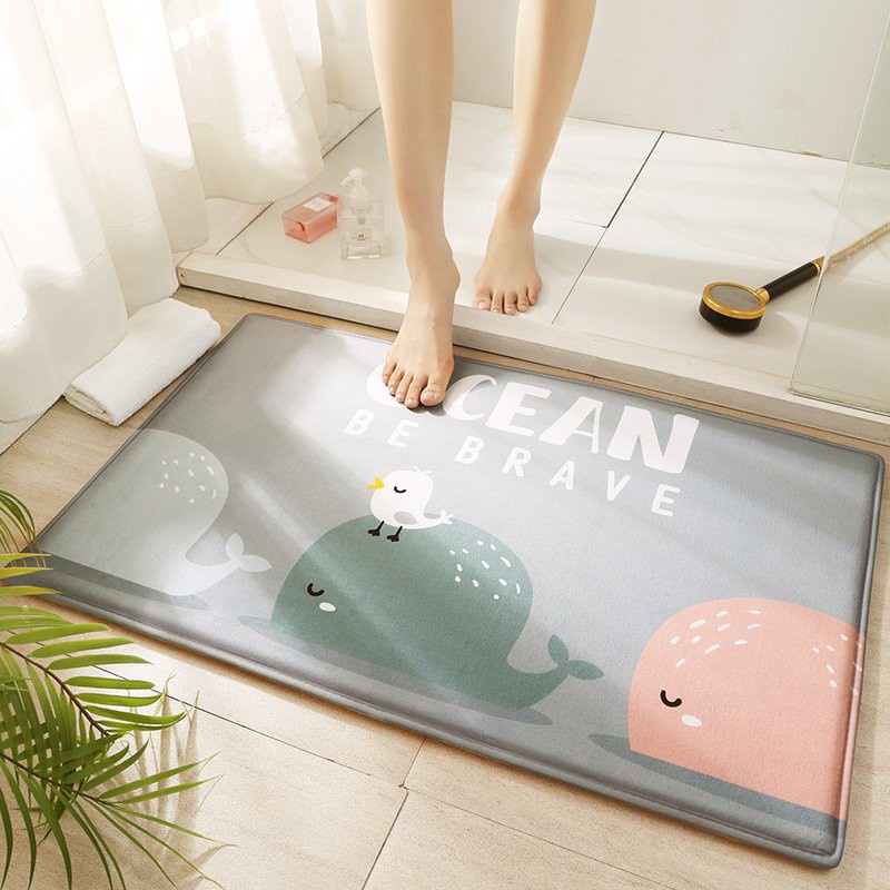 Thảm chùi chân, thảm lau chân bọt biển thấm nước chống trơn trượt kích thước 60x40cm 12mm siêu bền