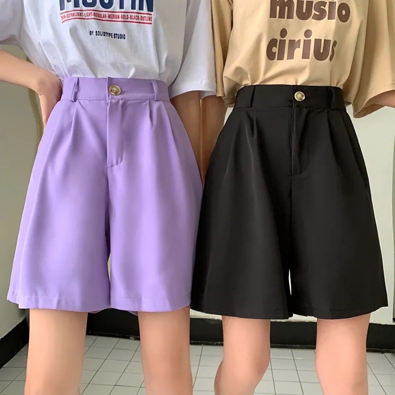 Quần Short Đùi KaKi NASU Unisex [FREESHIP] 🌸 Shorts ống rộng cạp chun trơn màu ĐEN | BE | TÍM Ulzzang 🌸