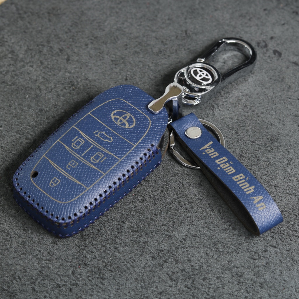 Bao da bọc ốp chìa khoá xe ô tô Toyota ALPHARD da bò nhiều màu khâu thủ công To37