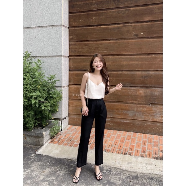 BIBOO - Quần tây dài xếp ly baggy nữ lưng cao ống suông tôn dáng BAGGY PANTS