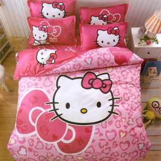 Set chăn ga gối cotton poly hình Kitty