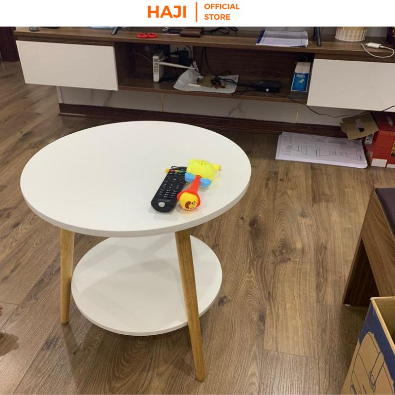 Bàn trà decor chân gỗ sồi chắc chắn phù hợp với mọi ghế sofa thương hiệu HAJI A54