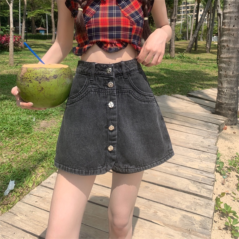 Quần Short Denim Lưng Cao Ống Rộng Thời Trang Mùa Hè Phong Cách Hàn Quốc Cho Nữ