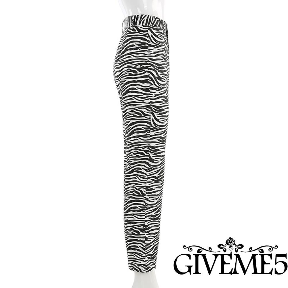 Quần Dài Lưng Cao In Họa Tiết Ngựa Vằn Thời Trang Xinh Xắn  Cho Nữ