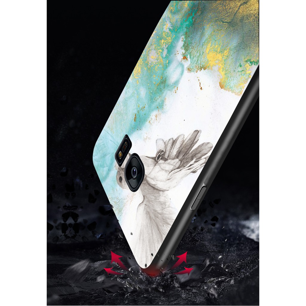 Ốp điện thoại mặt kính thiết kế vân đá hoa cương cho Samsung Galaxy S7 S7 edge
