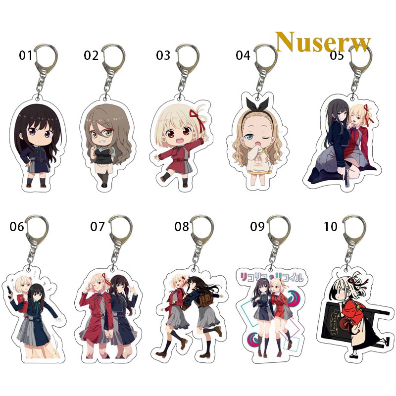 Nuserw Móc Chìa Khóa Bằng Acrylic Hình Lycoris Recoil Anime Nishikigi Chisato Takina Inoue Mizuki Nakahara Dễ Thương