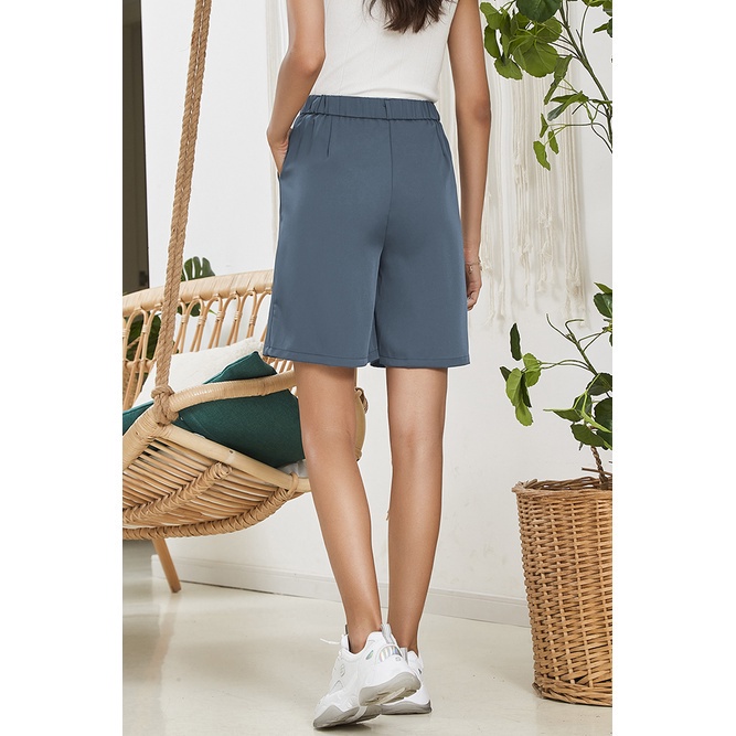 Quần đùi Lovito màu trơn có túi cơ bản L02065 (màu xanh dương)