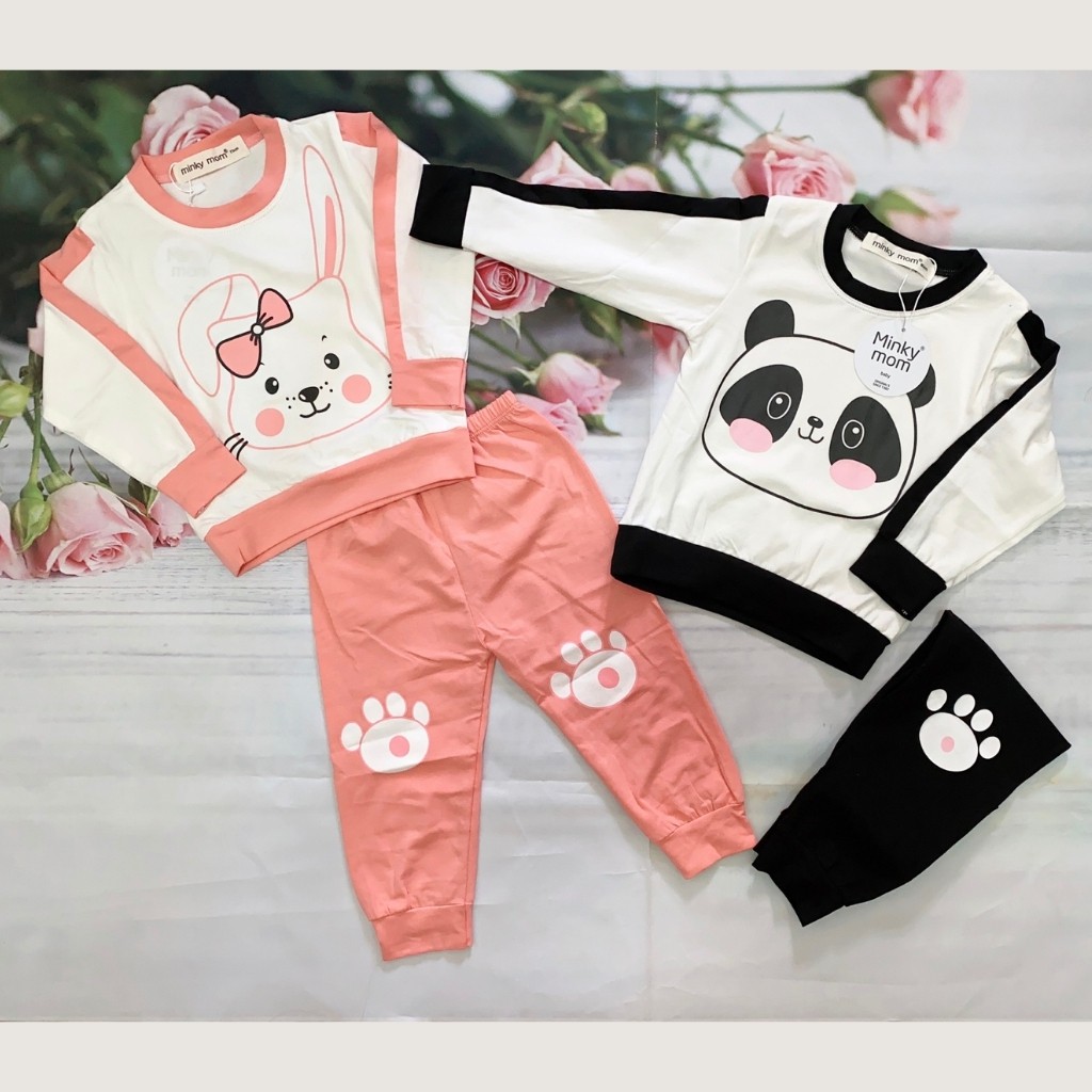 Bộ Cotton Dài Tay Cho Bé 💖 Bộ Thu Đông Dài Tay Minky Mom Cho Bé Trai Bé Gái Với Các Hình Thú Siêu Kute | WebRaoVat - webraovat.net.vn