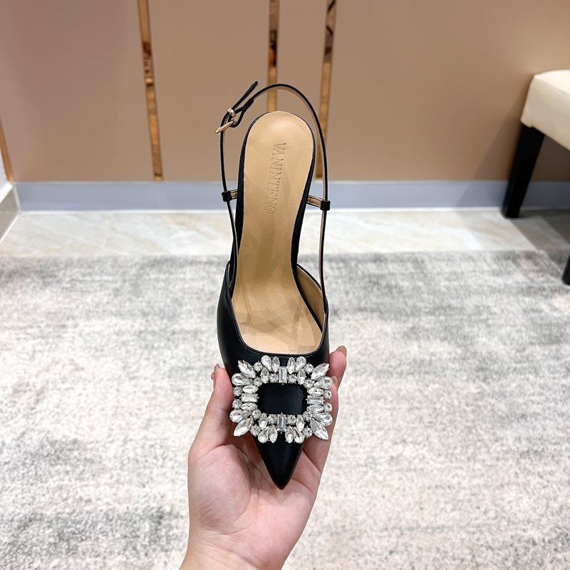 XIELUAIZTA Giày Sandal Cao Gót Nữ Mũi Nhọn Đính Đá Thời Trang Cho