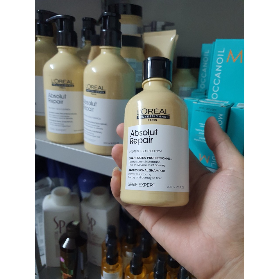 Dầu gội Loreal Professionnel phục hồi tóc hư tổn Serie Expert Absolut Repair Gold 300ml 500ml 1500ml