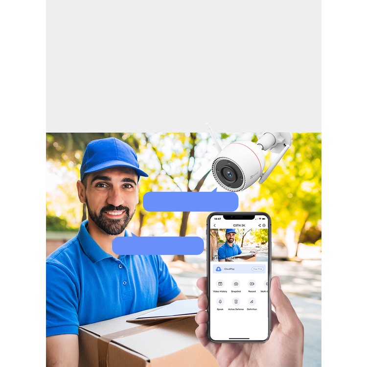 Camera wifi ngoài trời, có màu ban đêm, AI nhận diện người Ezviz C3TN 2MP 3MP 2K Đàm thoại 2 chiều (chính hãng)