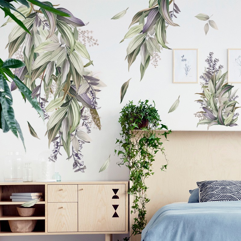 [MẪU LÁ RỦ XUỐNG- SẮC THU ĐÔNG] Decal dán tường phong cảnh cây lá trang trí phòng khách, phòng ngủ, cửa, tủ nội thất