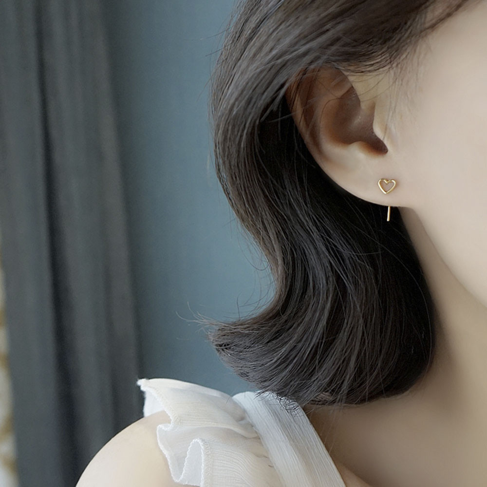 Lông tai hình trái tim khuyên tai S925 bạc để làm quà cho phụ nữ. Yanqueens Đồ trang sức Quà tặng