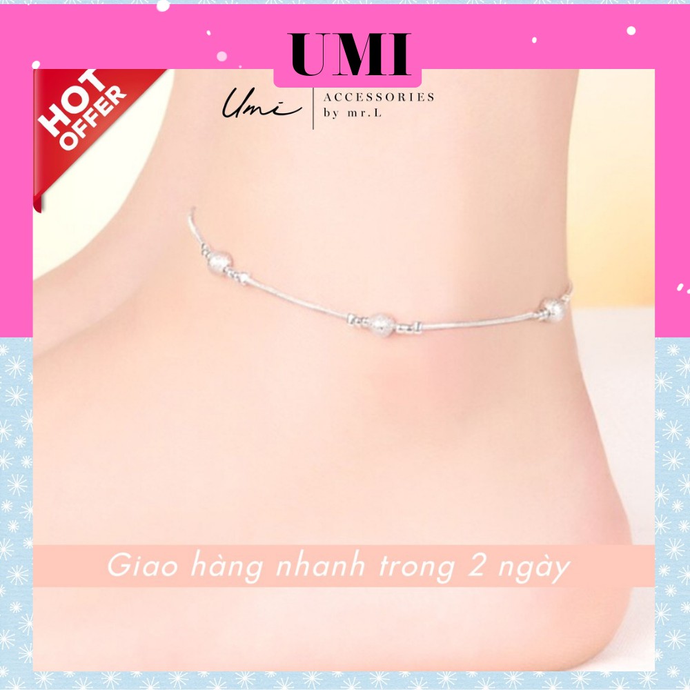 Lắc Chân Bạc 925 Thiết Kế Bi Đan Xen Phong Cách Hàn Quốc UMI JL028