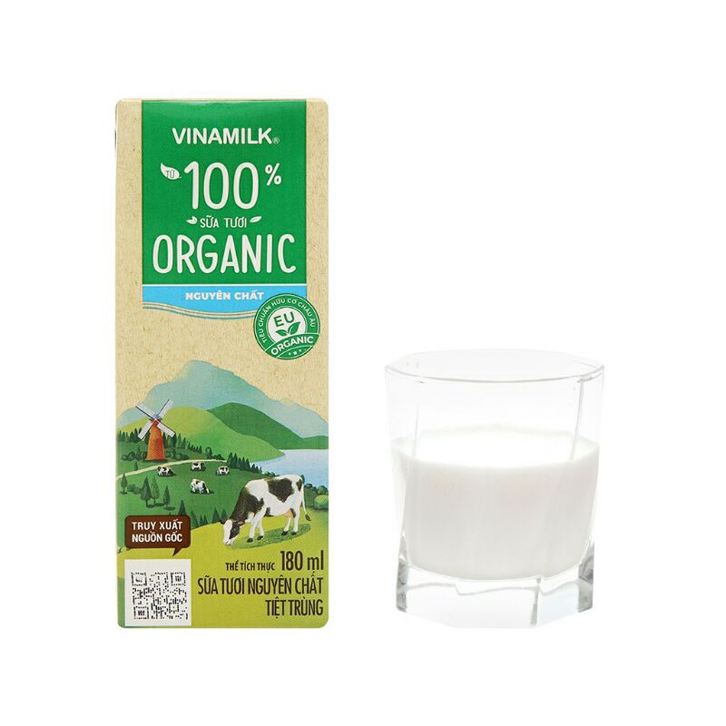 (27/8/2021)Thùng 48 hộp sữa tươi nguyên chất không đường Vinamilk 100% Organic 180ml