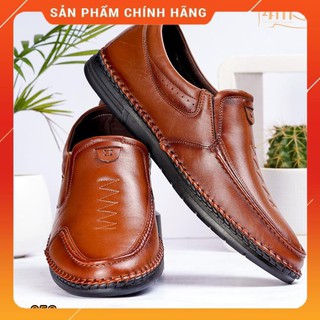 Giày tây nam da bò màu nâu độc quyền, da bò tấm bảo hành 1 năm mã m-058