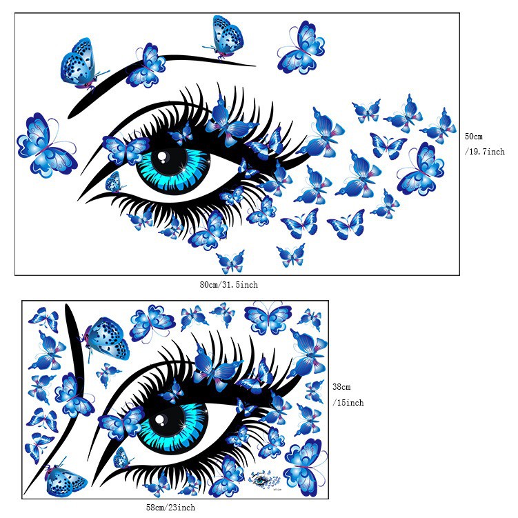 Decal dán kính / tường cao cấp - Mắt Bướm Xanh ( 60x58 )