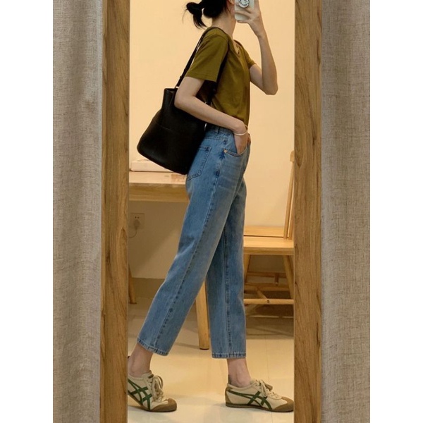 Quần jeans ống đứng form 9 tấc  basic Hàn Quốc