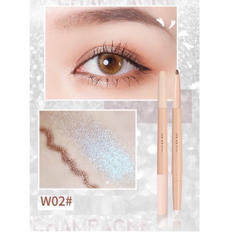 Chì Kẻ Mí - Phấn Mắt Ánh Nhũ Bắt Sáng Lung Ling Dạng Bút Chì 2 Đầu Wodwod Twinkling Beauty W914