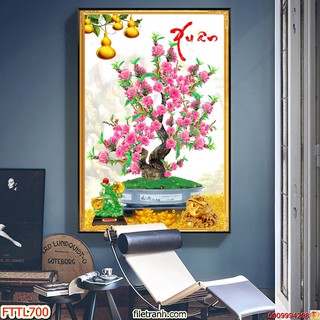 TRANH DÁN TƯỜNG 3D THƯ PHÁP CHẬU BON SAI,TRANH CHẬU CÂY CẢNH XANH