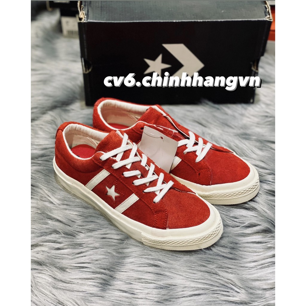 ( 𝙃𝙖̀𝙣𝙜 𝙍𝙚𝙖𝙡 ) Giày Conversse One Star Academy Màu Đỏ / Da Lộn