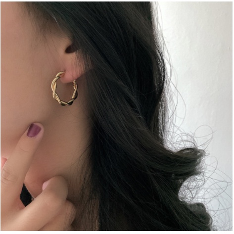 Khuyên tai nữ tròn xoắn cá tính S925, bông tai phong cách phụ kiện nữ Filibra BT007