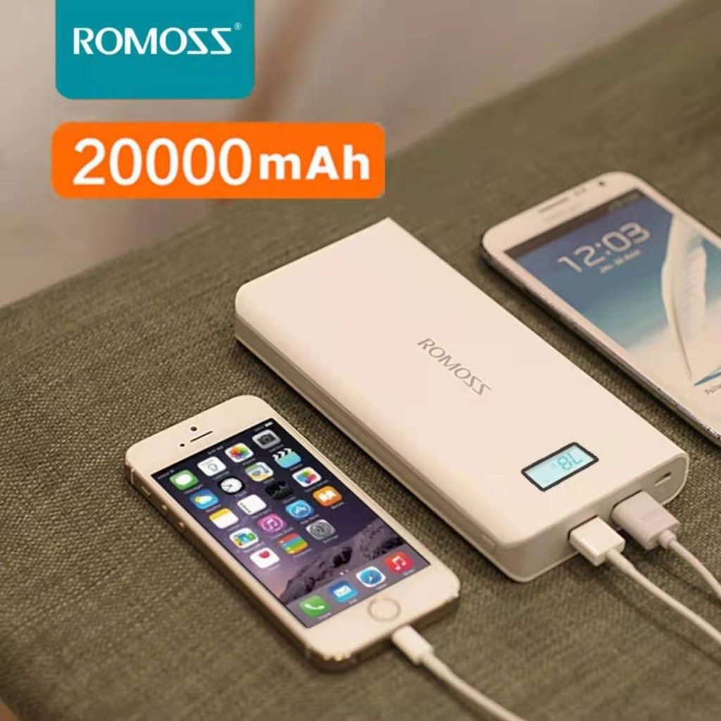 Pin sạc dự phòng 20.000mAh Romoss Sense 6plus LCD Trắng