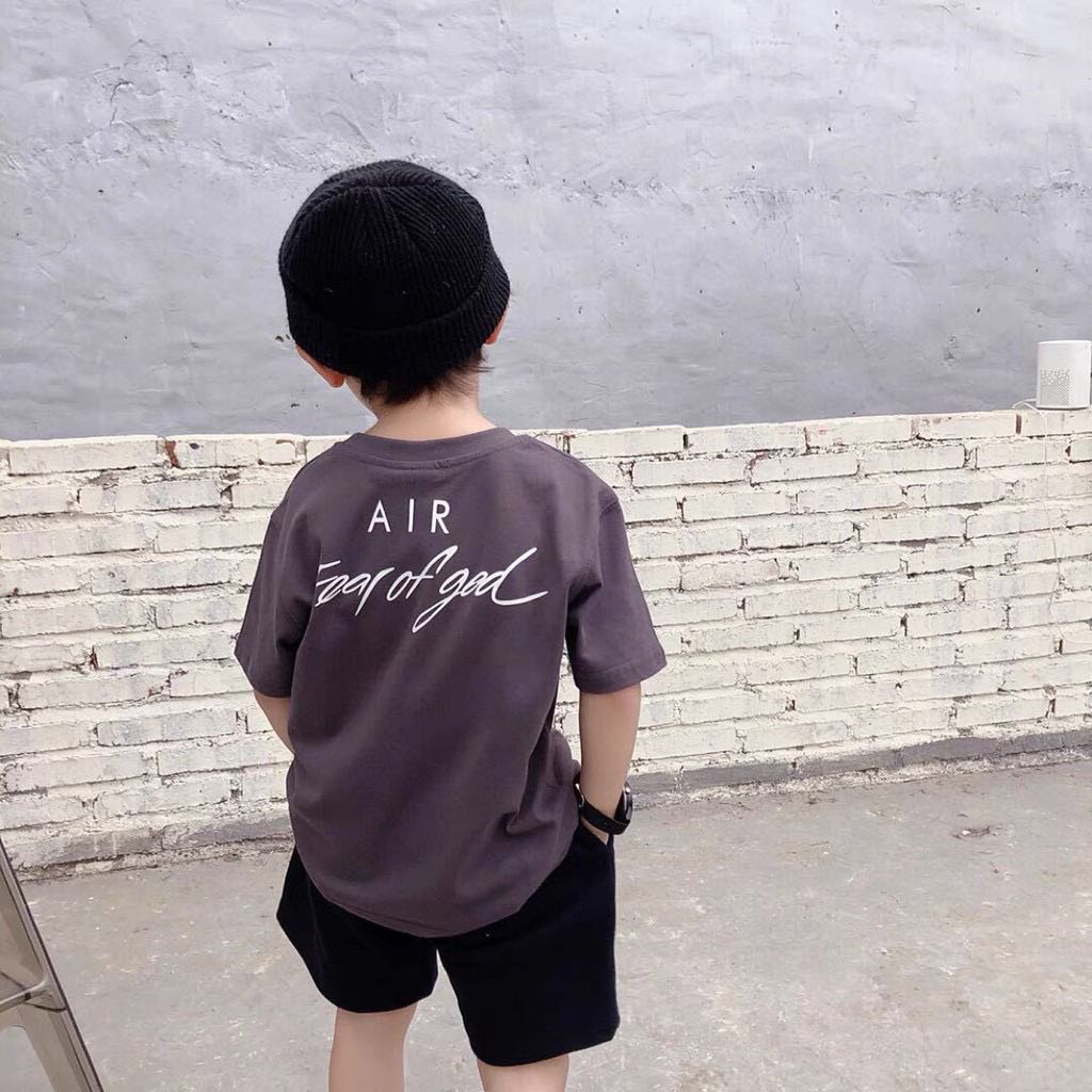 Áo thun tay lỡ Fear of god Air cho bé , áo thun bé trai , bé gái unisex cotton , Kid_genZ