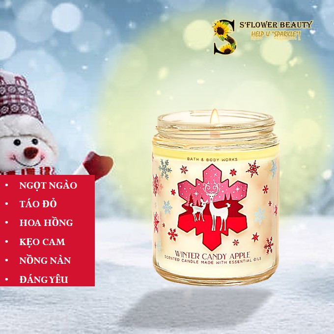 Bst Holiday - 198g | Nến Thơm 1 Tim - 1 Bấc Tinh Dầu Thiên Nhiên Bath &amp; Body Works Single Wick Scented Candle