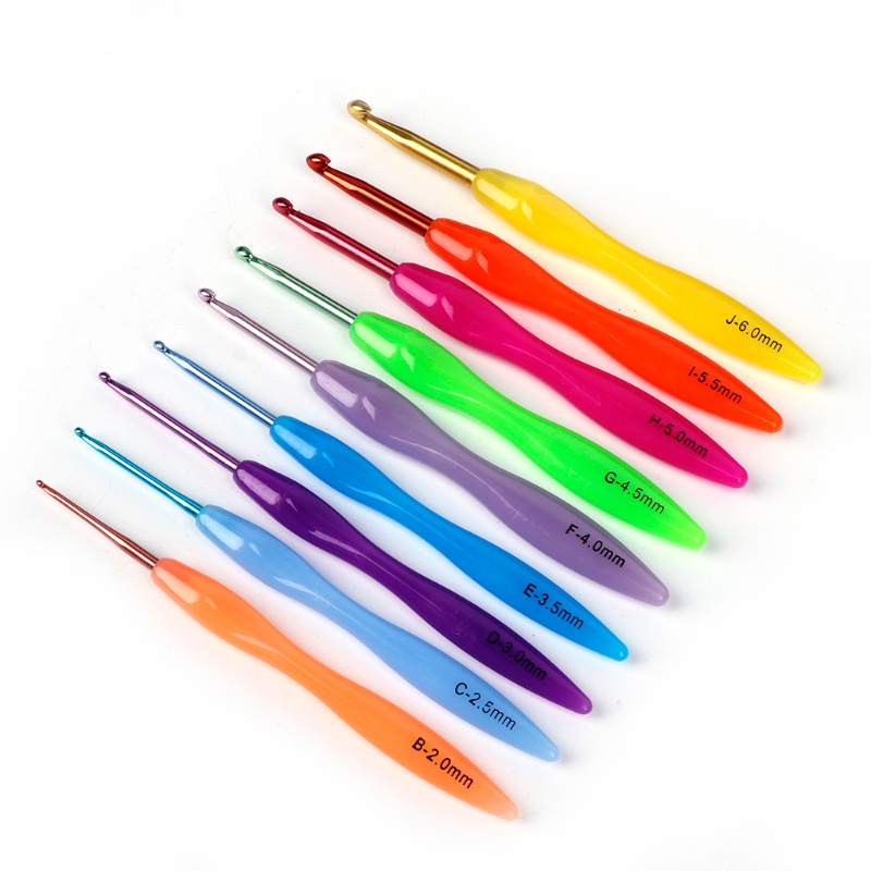 Set 9 Kim Đan Len Cán Nhựa Nhiều Màu