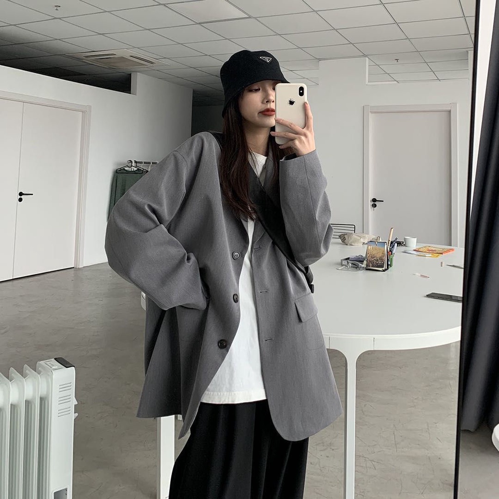 Áo Khoác Vest Form Rộng Phong Cách Retro Thanh Lịch Cho Nữ