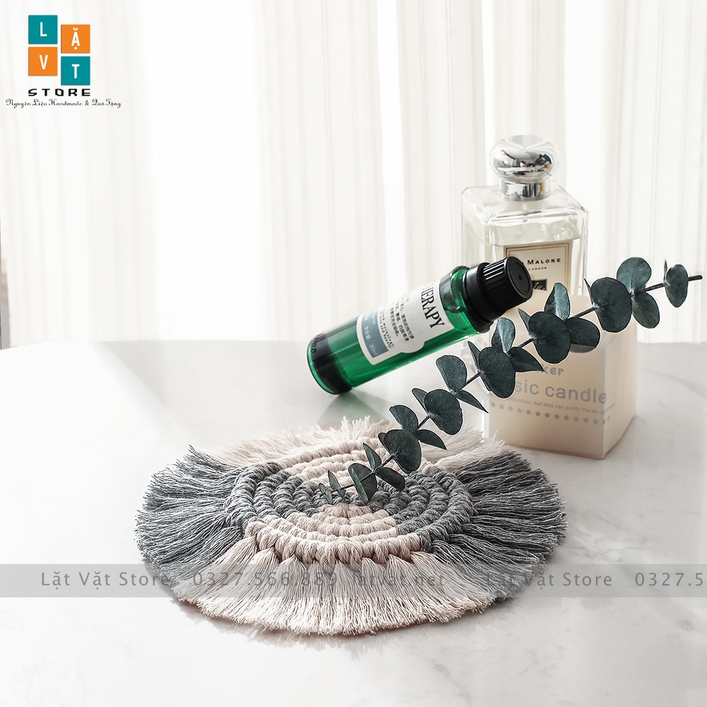 Tấm lót bàn chịu nhiệt Macrame dệt tay Monternet handmade - Patch dệt sợi bông chống nóng, tấm lót chụp ảnh sản phẩm