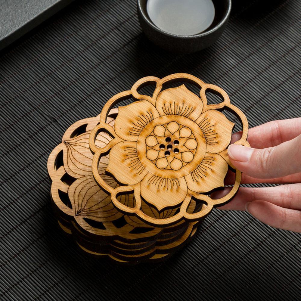 IVORY Tấm Lót Cốc Trà Bằng Tre Bền Bỉ Tiện Dụng