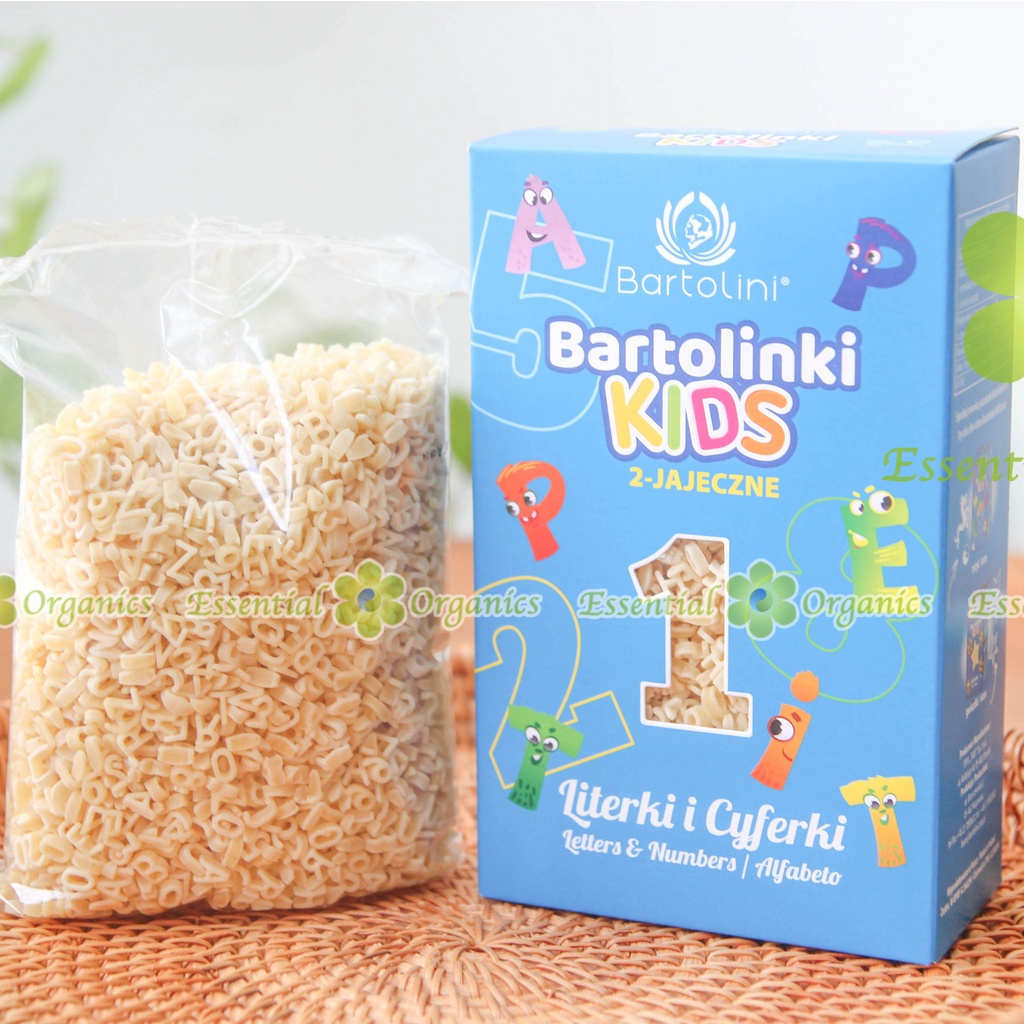Nui hữu cơ hình CHỮ VÀ SỐ Bartolini 250gr cho bé ăn dặm - Nhập Khẩu Ba Lan