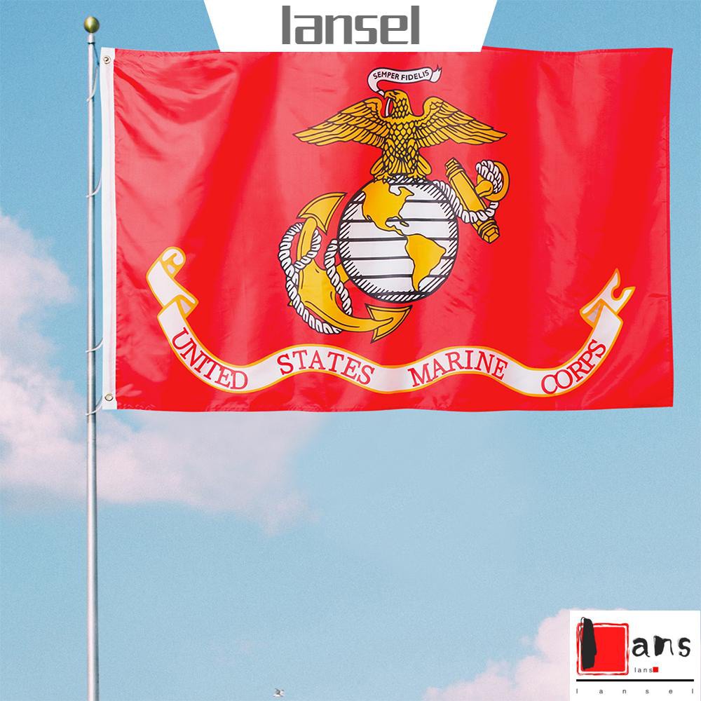 ❤LANSEL❤ Outdoor USMC UV Fade Resistant Flying Banner Marine Corps Flag Double Sided Bright Color Home Decor Brass Grommets 3x5 Feet