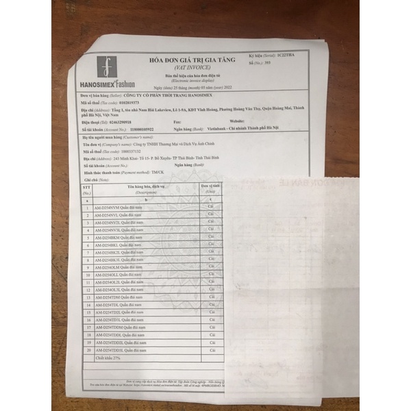 Áo may ô cộc tay Hanosimex
