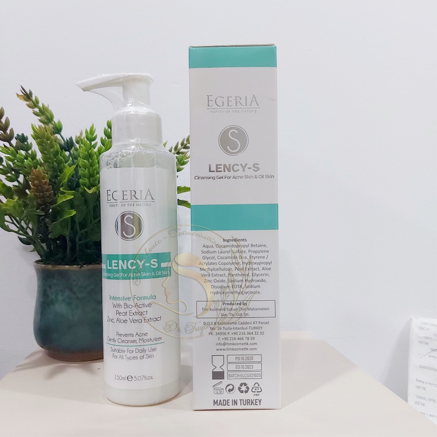 Sữa rửa mặt giúp làm sạch sâu, giảm và ngăn ngừa mụn EGERIA Lency-S Cleansing Gel For Acne Skin & Oil Skin 150ml