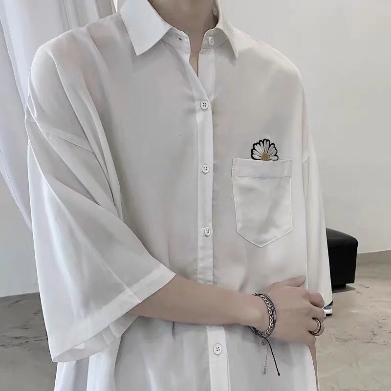 Áo sơ mi ngắn tay form rộng in họa tiết thời trang dành cho nam