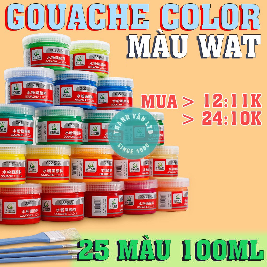 Màu Wat - Goache Color 100ml 25 màu